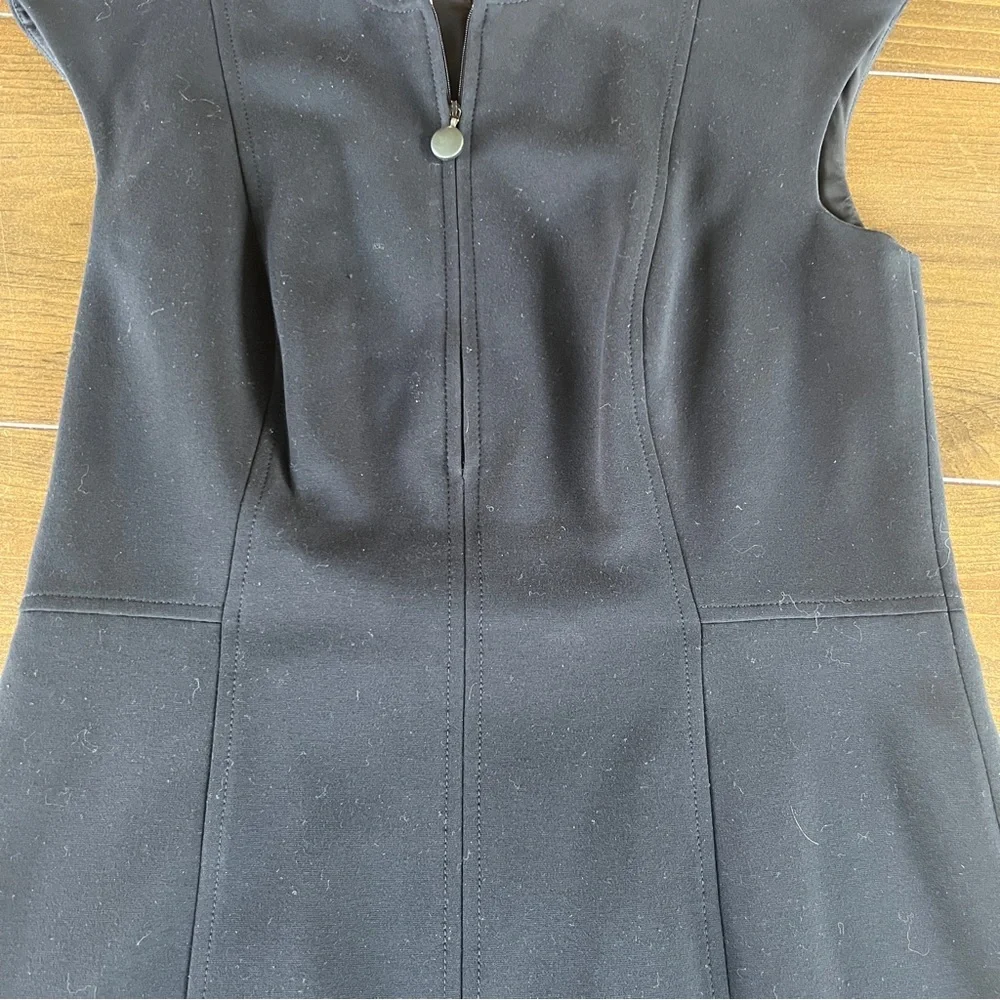 Akris Punto Black Jersey Zip Front Cap Sleeve Dress - Picture 3 of 8